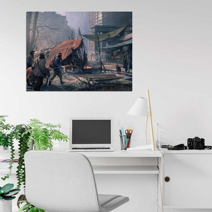 Post Apocalyptic City Ruins Raiders Bandits Painting Art Wall Art Print Poster