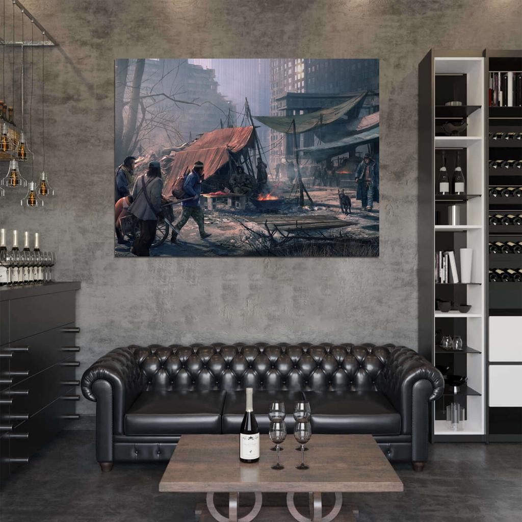 Post Apocalyptic City Ruins Raiders Bandits Painting Art Wall Art Print Poster