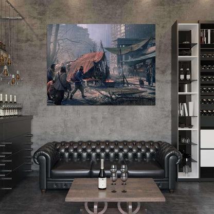 Post Apocalyptic City Ruins Raiders Bandits Painting Art Wall Art Print Poster