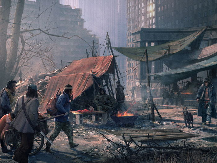 Post Apocalyptic City Ruins Raiders Bandits Painting Art Wall Art Print Poster