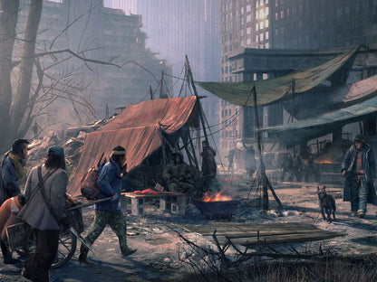 Post Apocalyptic City Ruins Raiders Bandits Painting Art Wall Art Print Poster