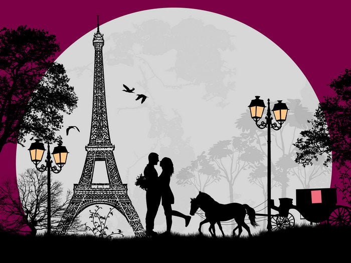 Love Couple France Paris Eiffel Tower Design Art Wall Art Print Poster
