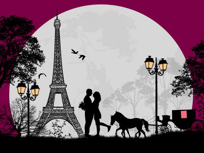 Love Couple France Paris Eiffel Tower Design Art Wall Art Print Poster