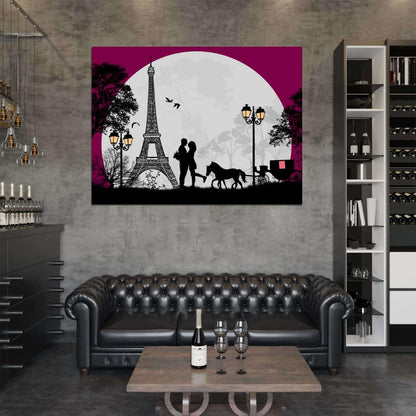 Love Couple France Paris Eiffel Tower Design Art Wall Art Print Poster