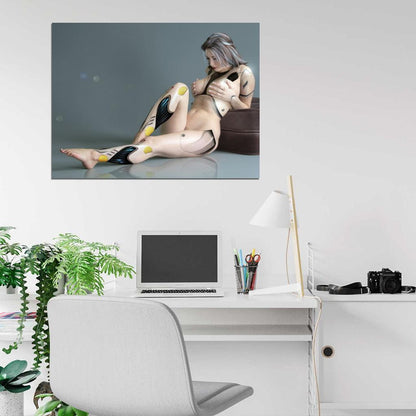 Android Nude Girl Hi-Tech Sci-Fi Robot Fantasy Rendering Hot Sexy Wall Art Print Poster