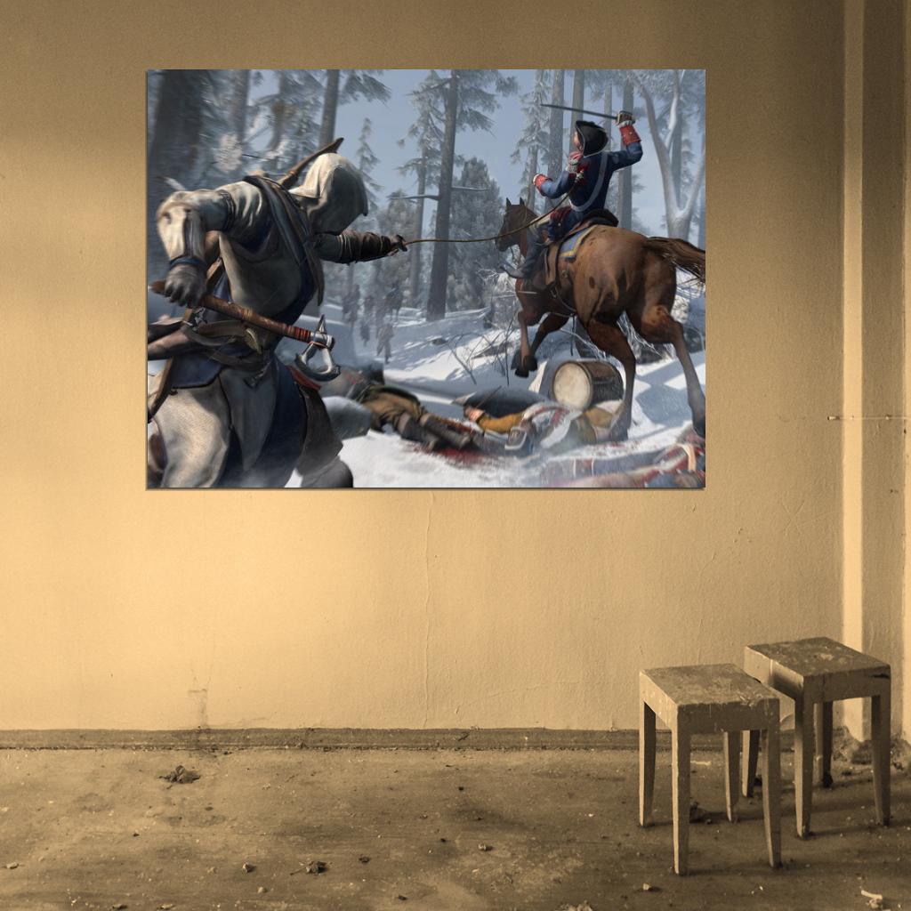 Assassin's Creed III 3 Video Game Art Forrest Snow Blood Wall Art Print Poster