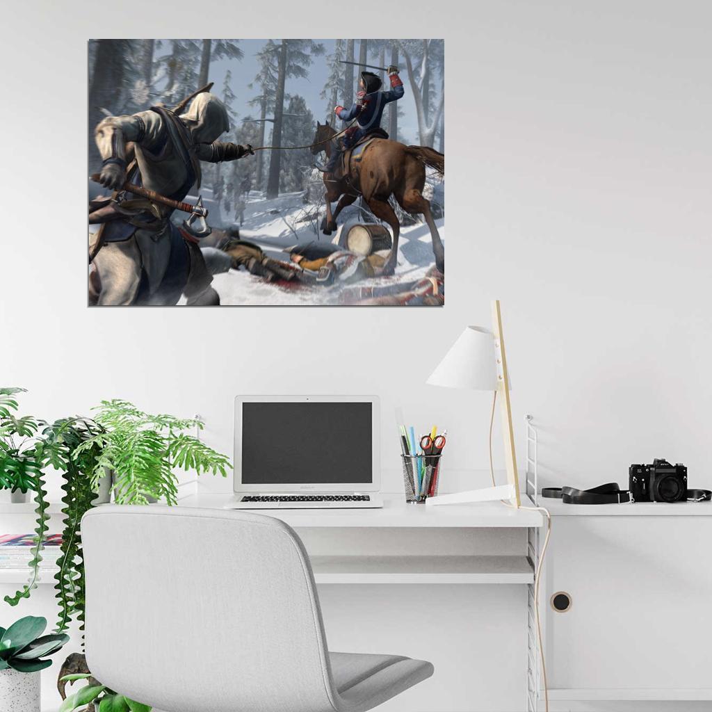 Assassin's Creed III 3 Video Game Art Forrest Snow Blood Wall Art Print Poster