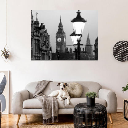 Big Ben London Lantern England Great Britain BW Wall Art Print Poster