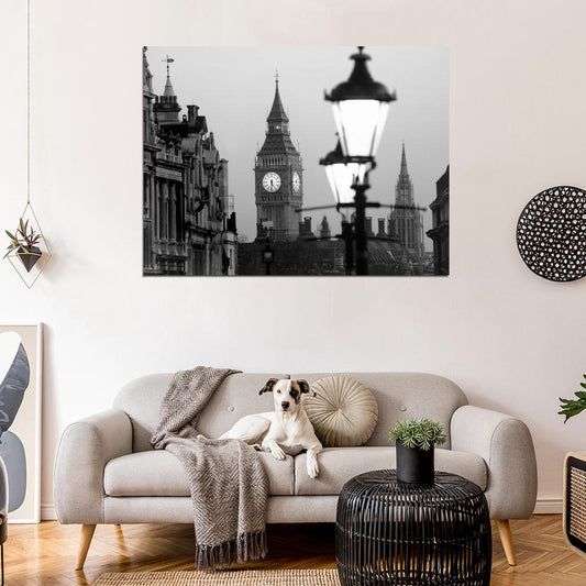 Big Ben London Lantern England Great Britain BW Wall Art Print Poster