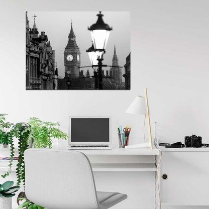 Big Ben London Lantern England Great Britain BW Wall Art Print Poster