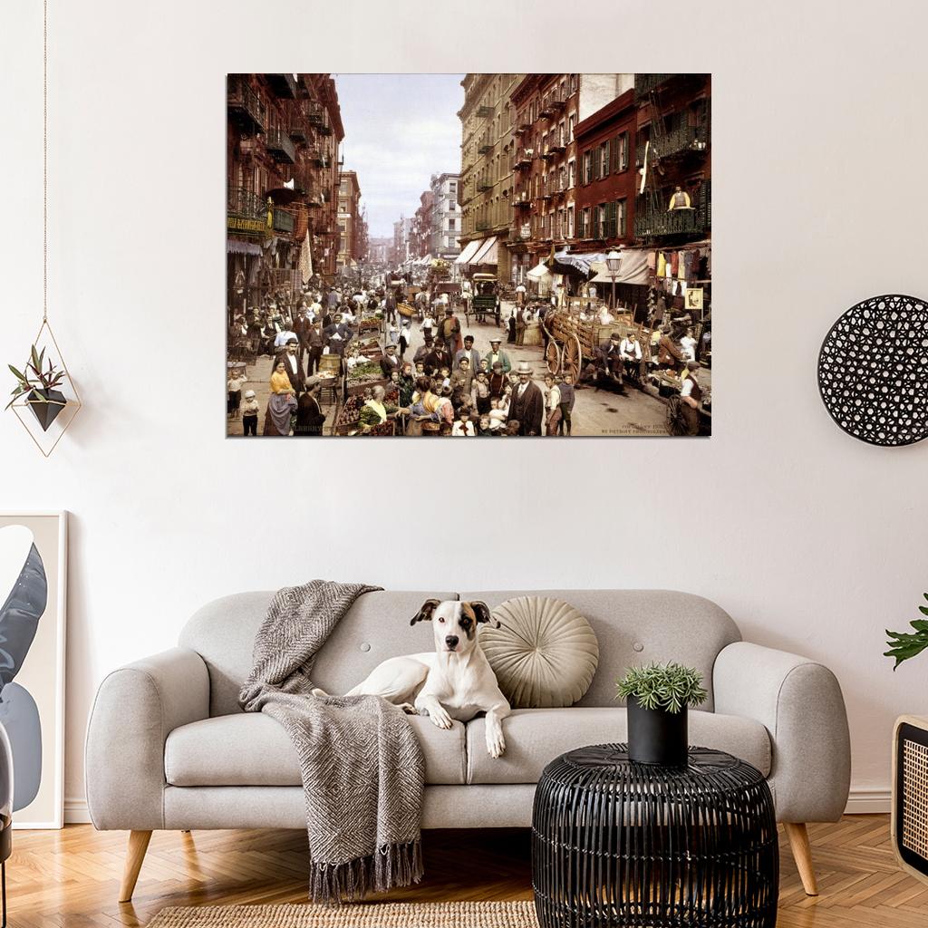 Manhattan Little Italy 1900 New York City Retro Vintage Wall Art Print Poster