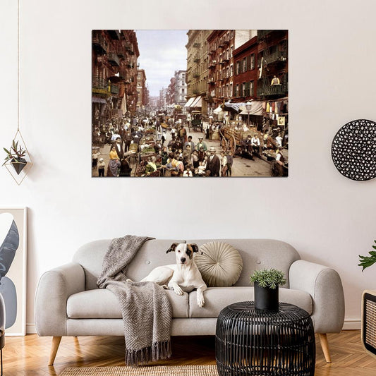 Manhattan Little Italy 1900 New York City Retro Vintage Wall Art Print Poster