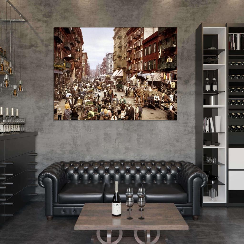 Manhattan Little Italy 1900 New York City Retro Vintage Wall Art Print Poster