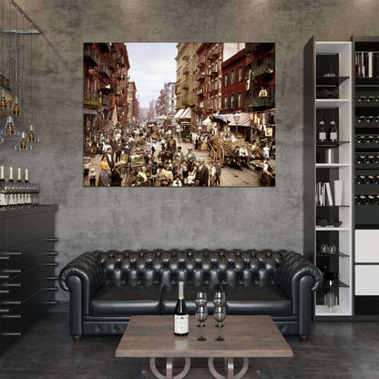 Manhattan Little Italy 1900 New York City Retro Vintage Wall Art Print Poster