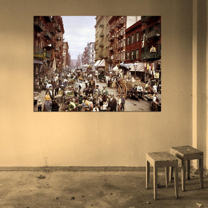 Manhattan Little Italy 1900 New York City Retro Vintage Wall Art Print Poster