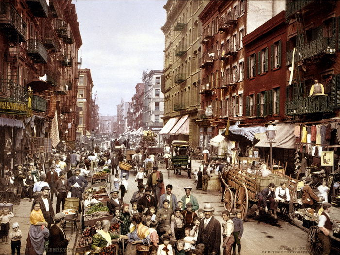 Manhattan Little Italy 1900 New York City Retro Vintage Wall Art Print Poster