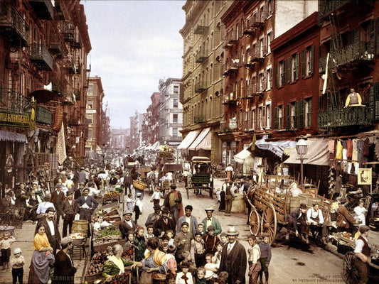 Manhattan Little Italy 1900 New York City Retro Vintage Wall Art Print Poster