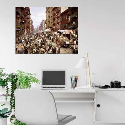 Manhattan Little Italy 1900 New York City Retro Vintage Wall Art Print Poster