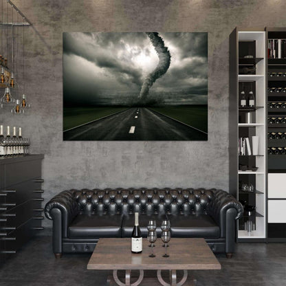 Storm Tornado Road Wind Awesome Rendering Art Wall Art Print Poster