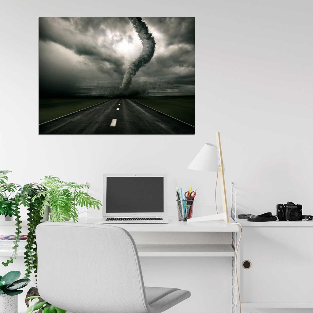 Storm Tornado Road Wind Awesome Rendering Art Wall Art Print Poster