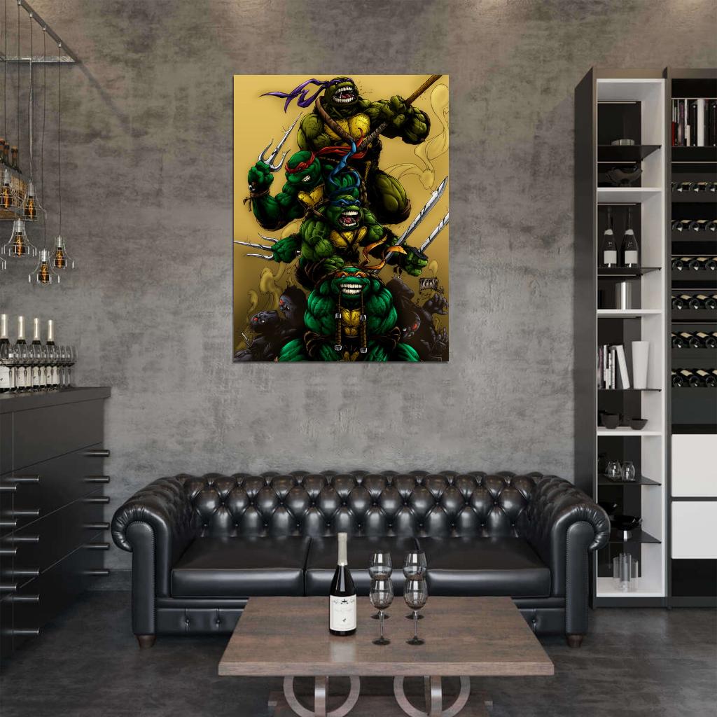 Teenage Mutant Ninja Turtles TMNT Angry Dark Art Wall Art Print Poster