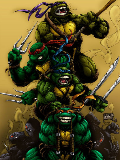 Teenage Mutant Ninja Turtles TMNT Angry Dark Art Wall Art Print Poster