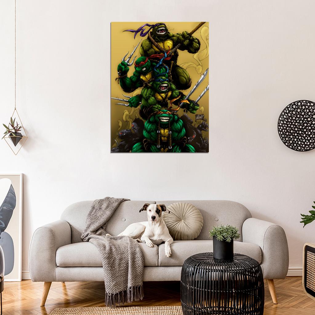 Teenage Mutant Ninja Turtles TMNT Angry Dark Art Wall Art Print Poster