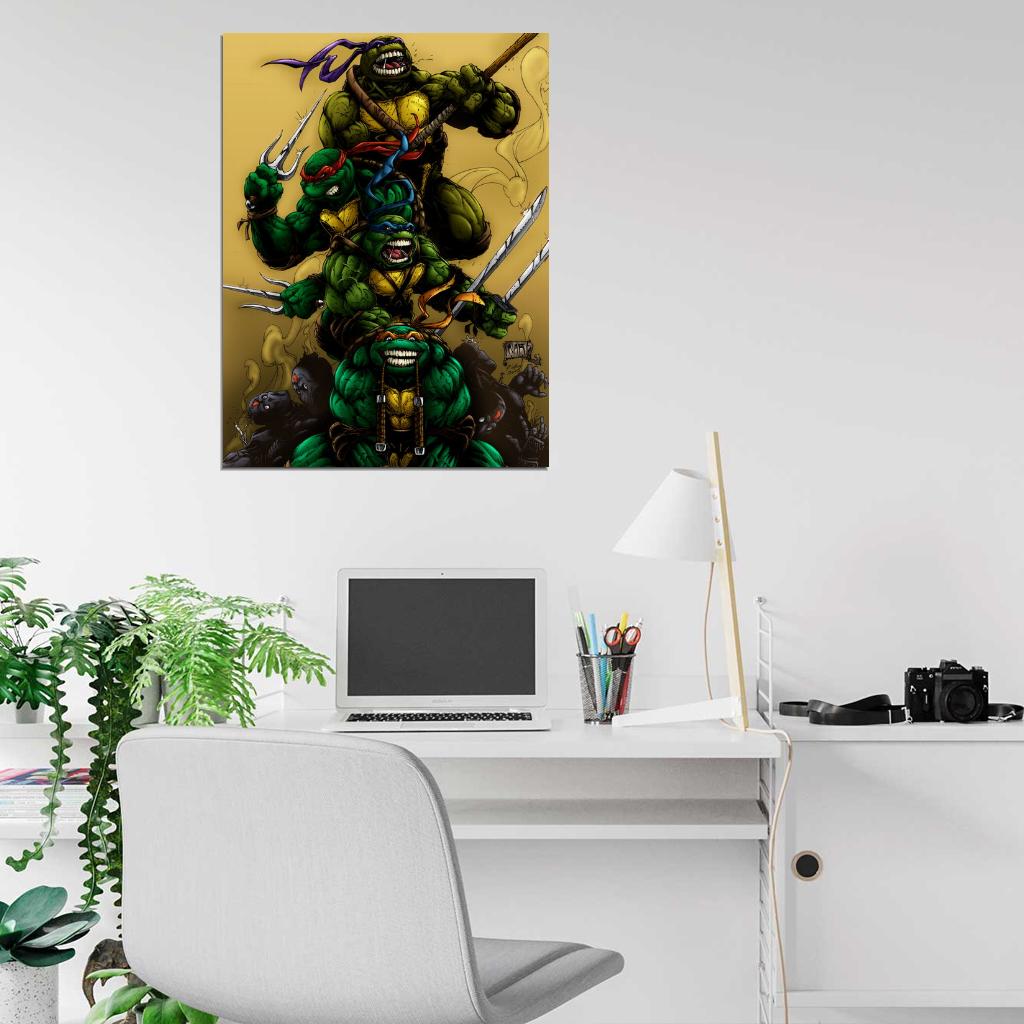 Teenage Mutant Ninja Turtles TMNT Angry Dark Art Wall Art Print Poster