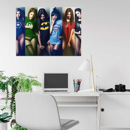 Hot Girls Superhero T-Shirts Sexy Babes Wall Art Print Poster