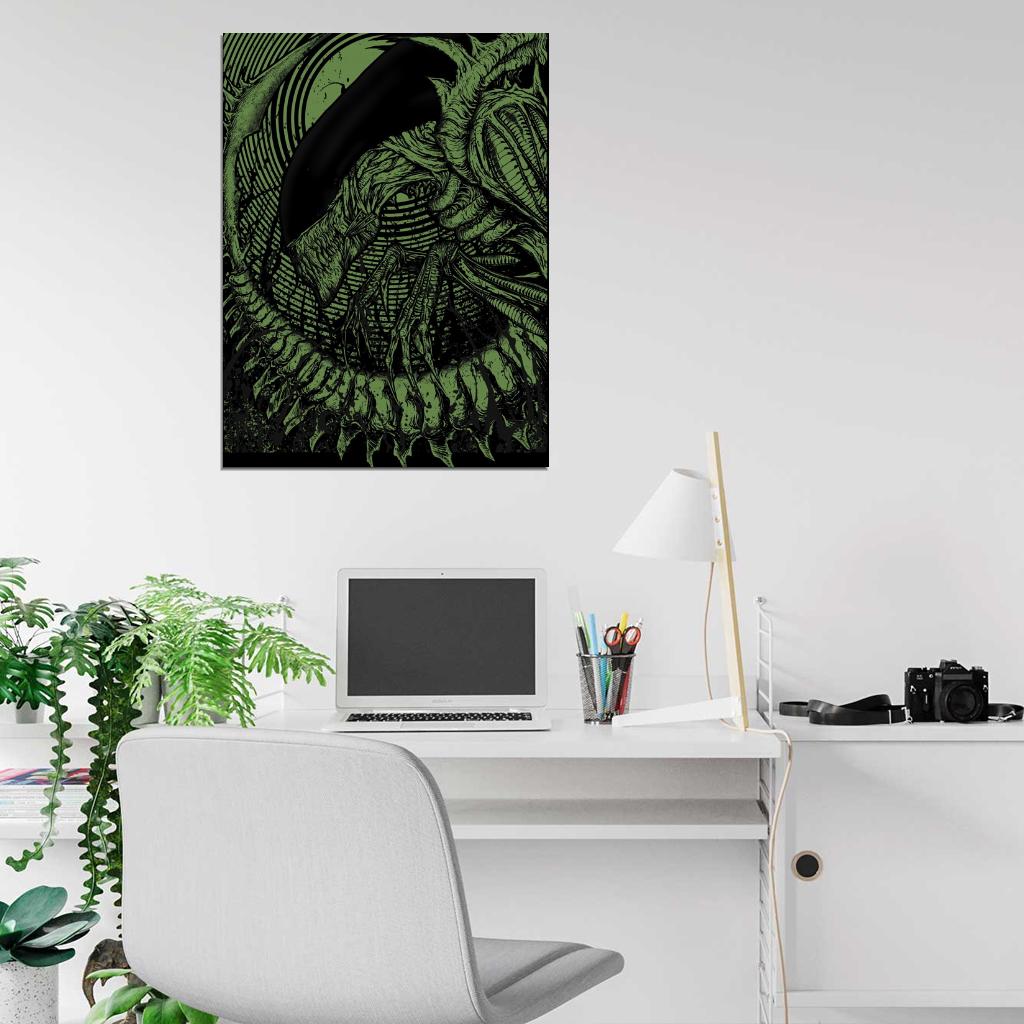 Alien Movie Green Black Artwork Giger Aliens Art Wall Art Print Poster