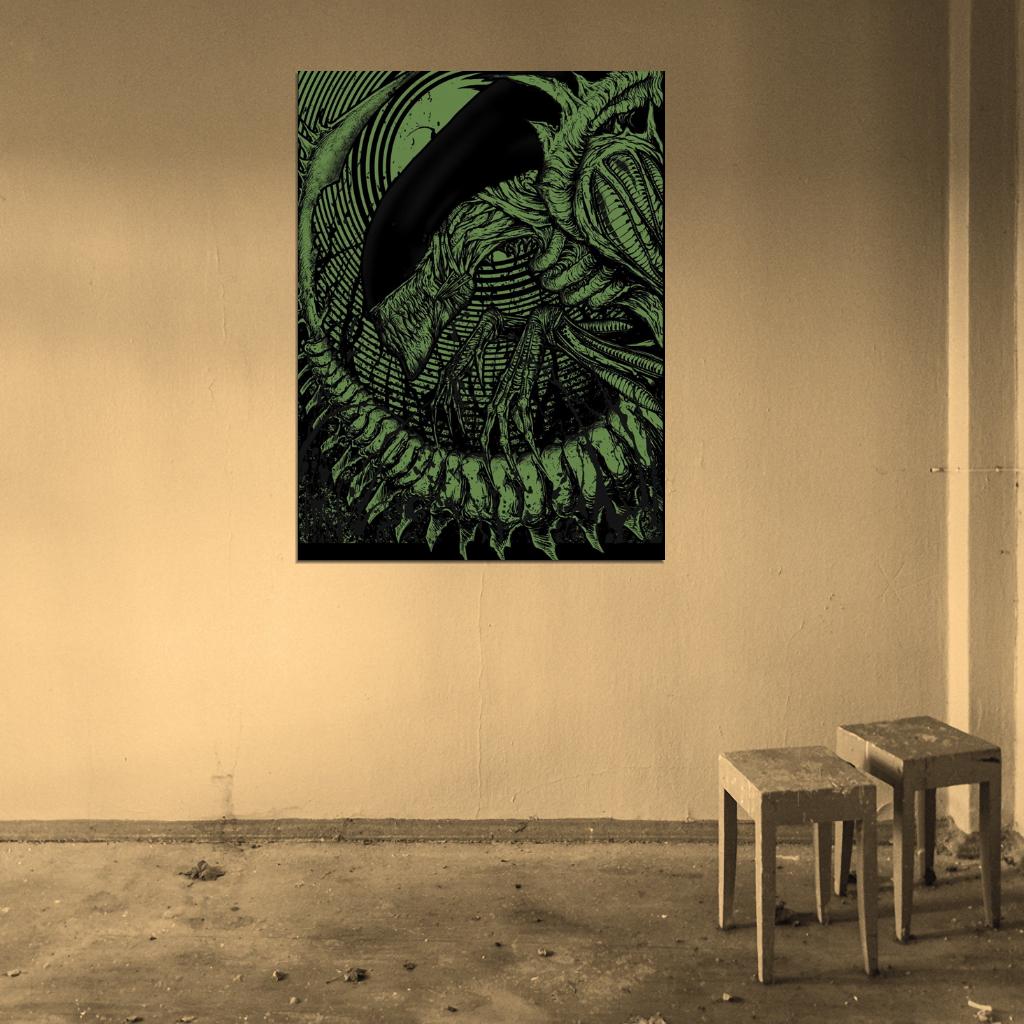 Alien Movie Green Black Artwork Giger Aliens Art Wall Art Print Poster
