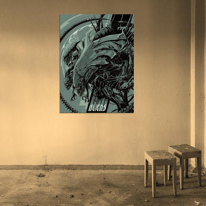 Alien Queen Xenomorph Giger Sci-Fi Movie Art BW Artwork Wall Art Print Poster
