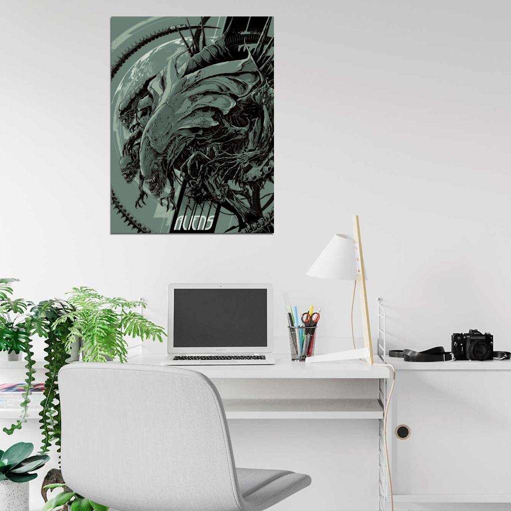 Alien Queen Xenomorph Giger Sci-Fi Movie Art BW Artwork Wall Art Print Poster