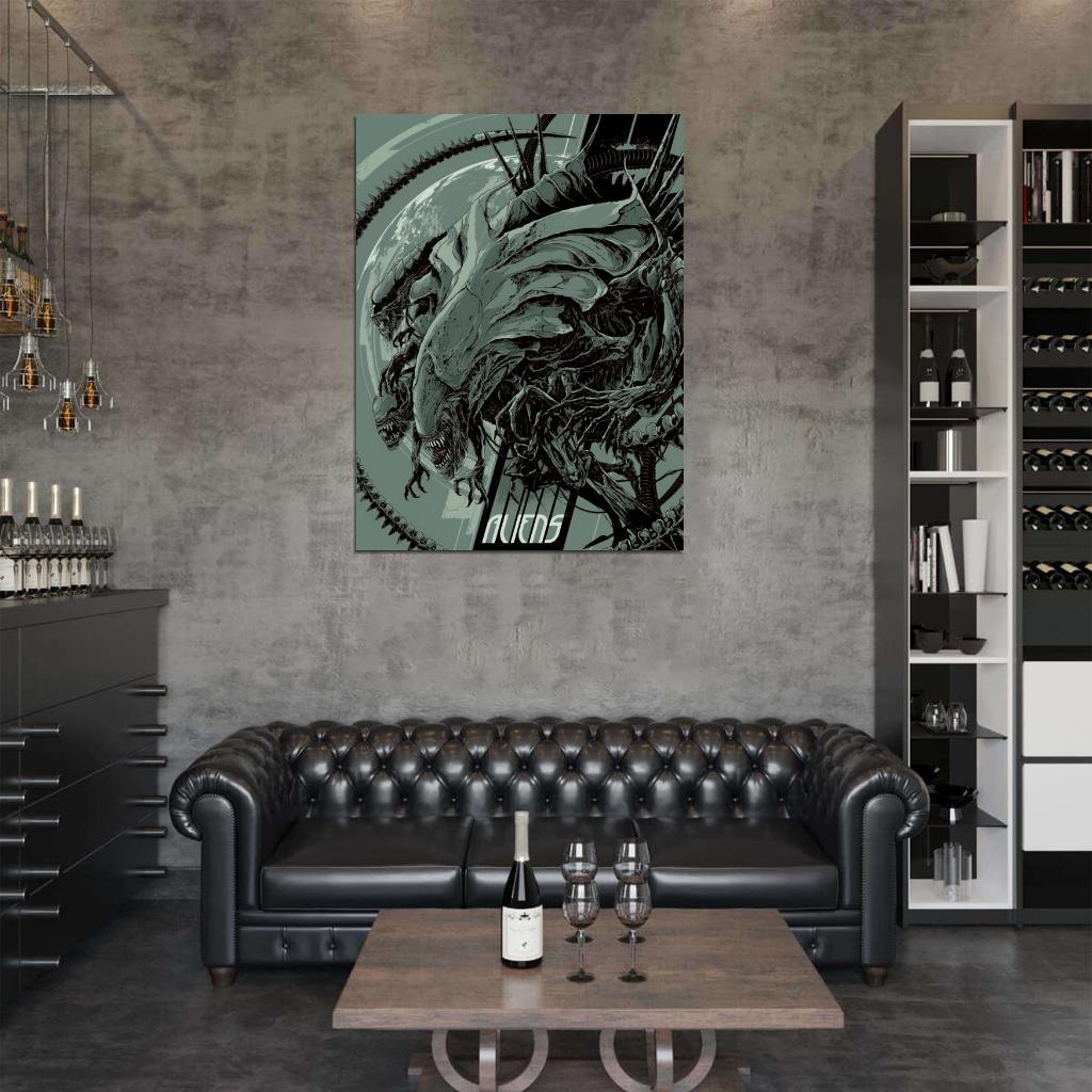 Alien Queen Xenomorph Giger Sci-Fi Movie Art BW Artwork Wall Art Print Poster