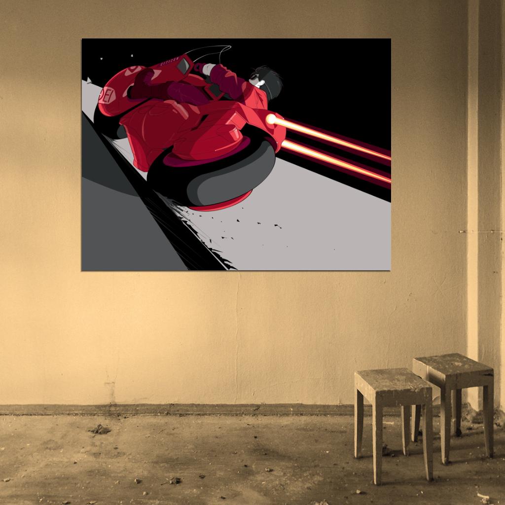 Akira Movie Motorcycle Bike Shotaro Kaneda Anime Manga Art Artwork Wall Art Print Poster