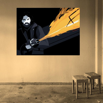 The Thing 1982 Movie Kurt Russell Flamethrower Cool Art Artwork Wall Art Print Poster
