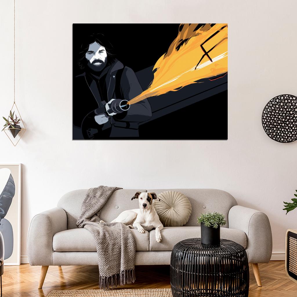 The Thing 1982 Movie Kurt Russell Flamethrower Cool Art Artwork Wall Art Print Poster