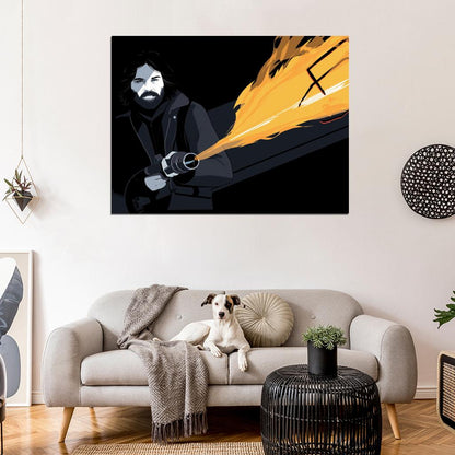 The Thing 1982 Movie Kurt Russell Flamethrower Cool Art Artwork Wall Art Print Poster