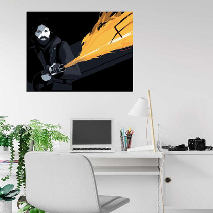 The Thing 1982 Movie Kurt Russell Flamethrower Cool Art Artwork Wall Art Print Poster