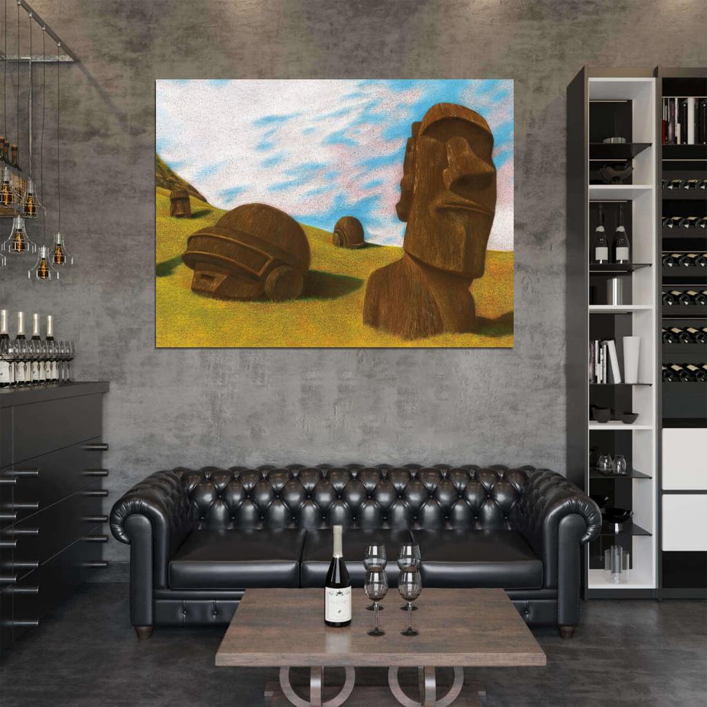 Daft Punk Painting Easter Island Music Cool Art Artwork Wall Art Print Poster
