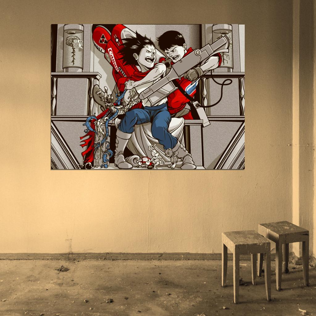 Akira Movie Kaneda vs Tetsuo Anime Manga Art Artwork Wall Art Print Poster