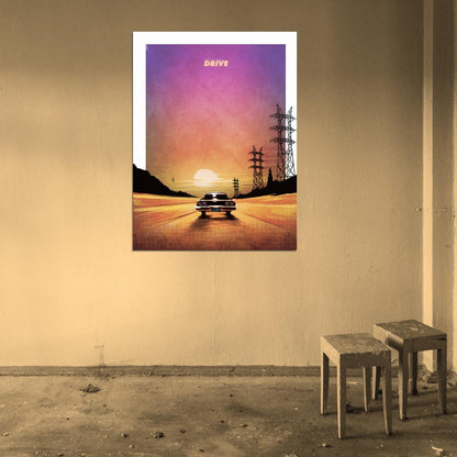 Drive Movie 2011 Sunset Car Road Cool Art Artwork Wall Art Print Poster