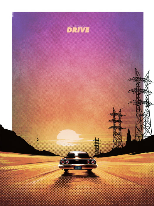Drive Movie 2011 Sunset Car Road Cool Art Artwork Wall Art Print Poster