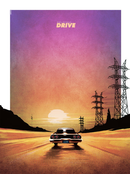 Drive Movie 2011 Sunset Car Road Cool Art Artwork Wall Art Print Poster