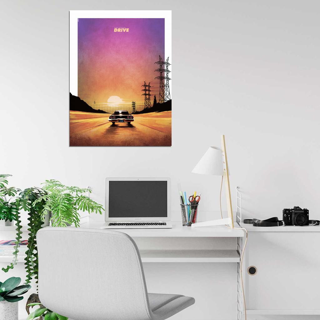 Drive Movie 2011 Sunset Car Road Cool Art Artwork Wall Art Print Poster