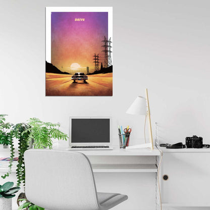 Drive Movie 2011 Sunset Car Road Cool Art Artwork Wall Art Print Poster