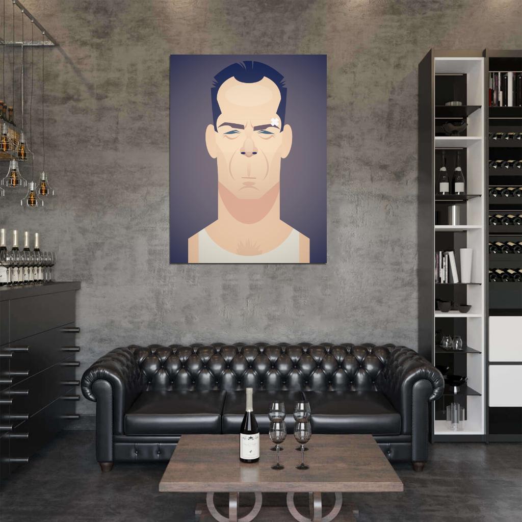 John McClane Bruce Willis Actor Die Hard Movie Cool Art Artwork Wall Art Print Poster
