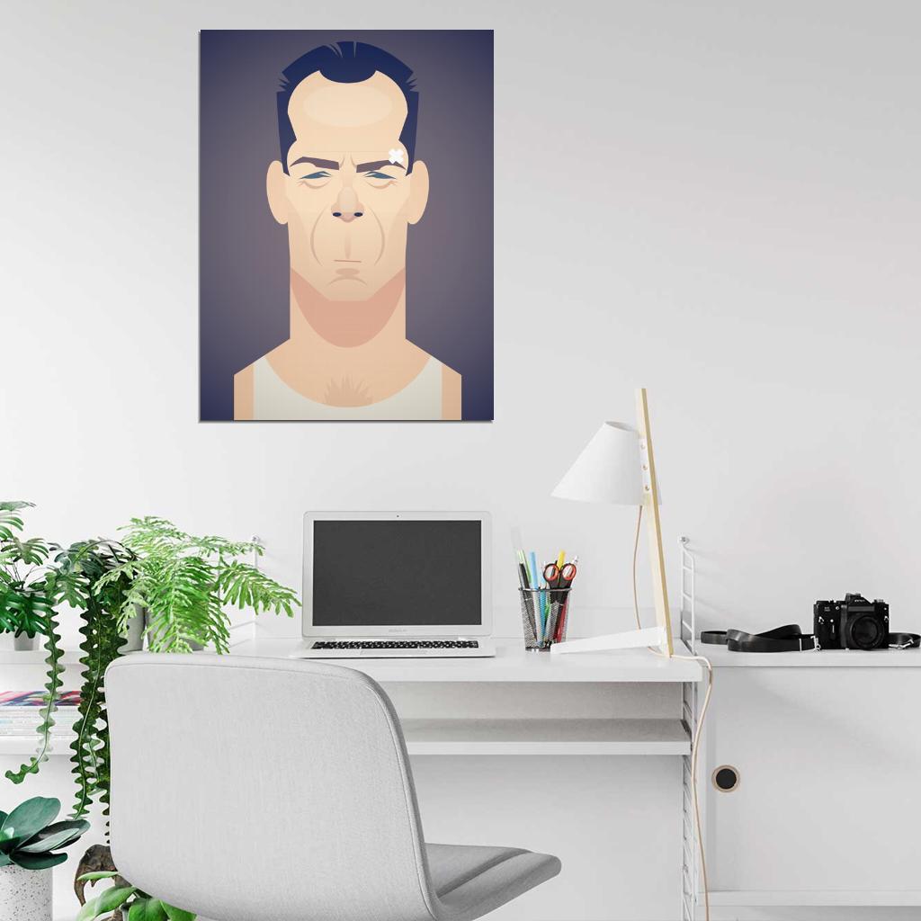 John McClane Bruce Willis Actor Die Hard Movie Cool Art Artwork Wall Art Print Poster