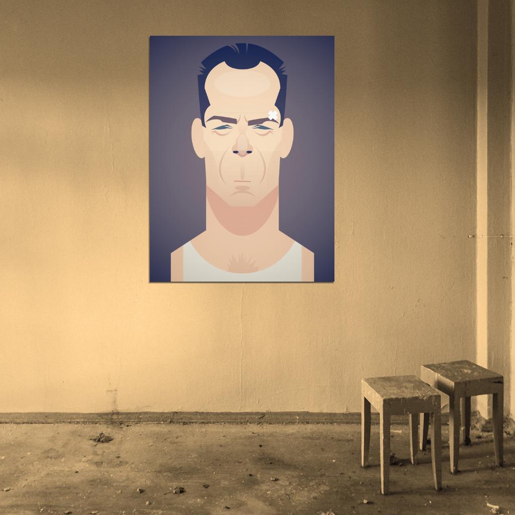 John McClane Bruce Willis Actor Die Hard Movie Cool Art Artwork Wall Art Print Poster