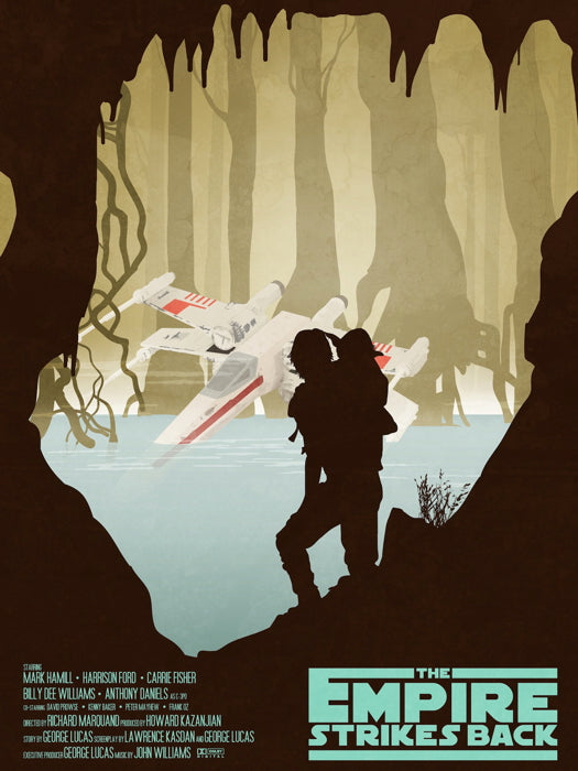 Star Wars Empire Strikes Back Dagobah X-Wing Yoda Luke Art Artwork Wall Art Print Poster